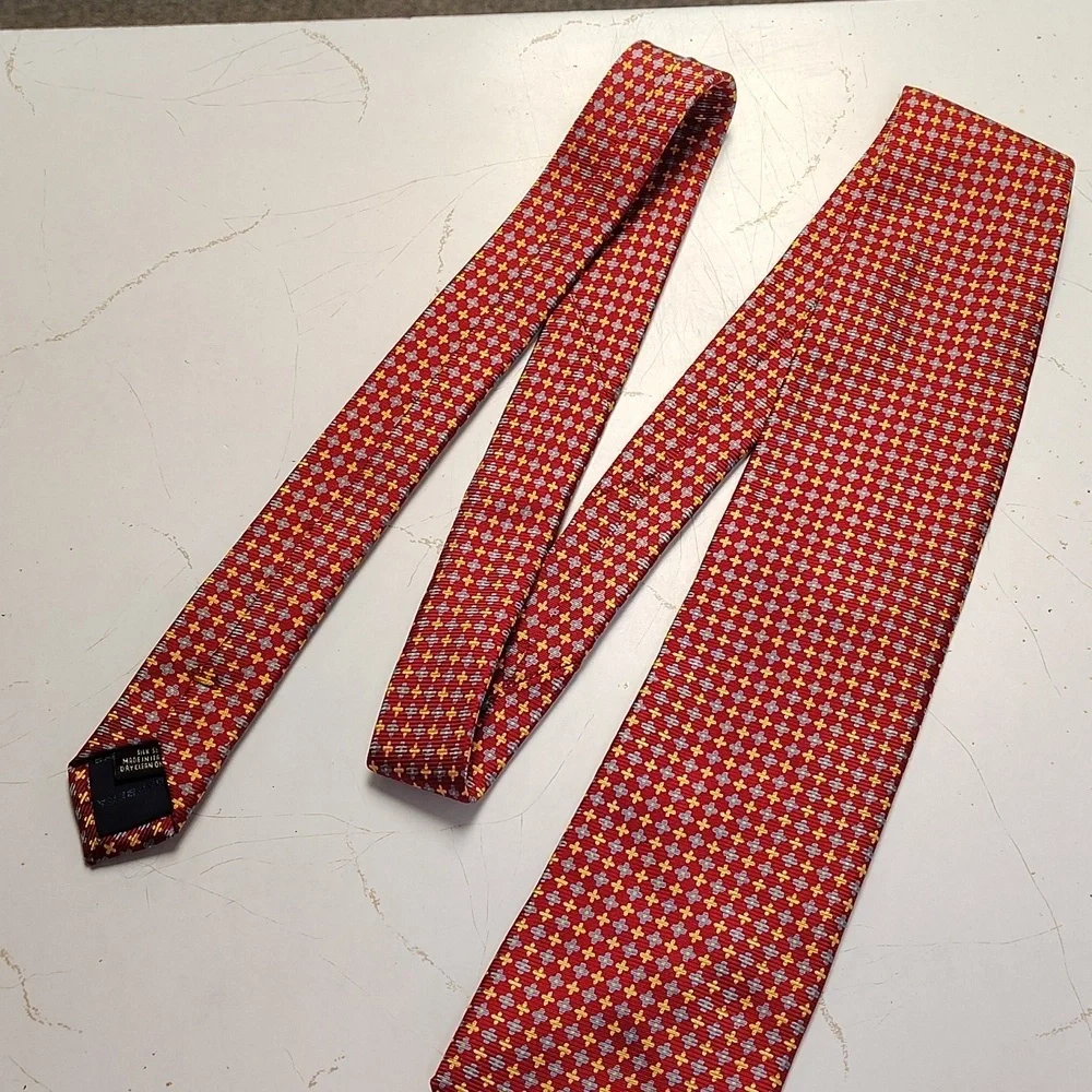 Luciano Barbera Red Blue Thick Silk Handmade Necktie Tie Italy